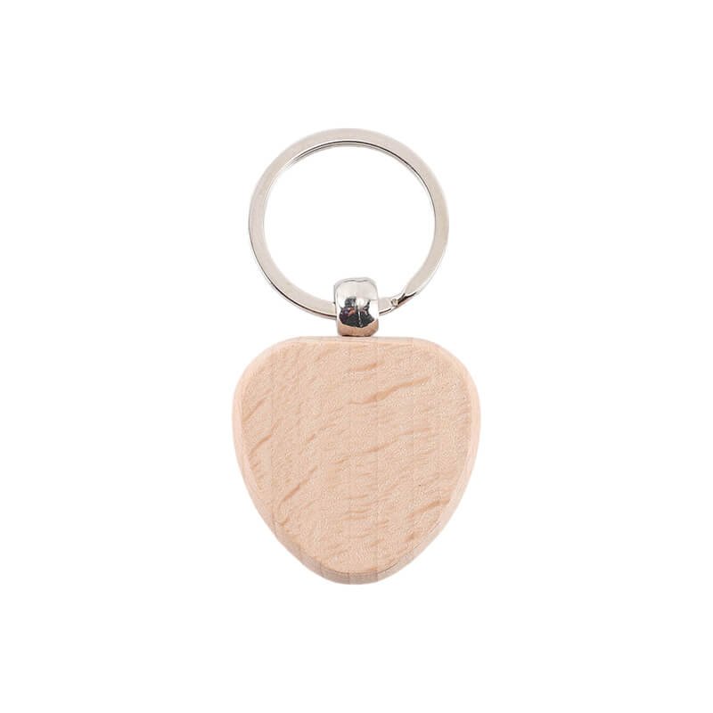 Forma de corazón llavero de madera