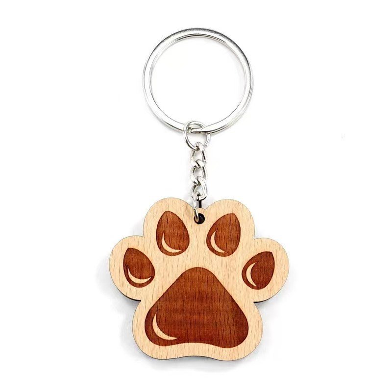 Llavero De Madera Pata De Gato