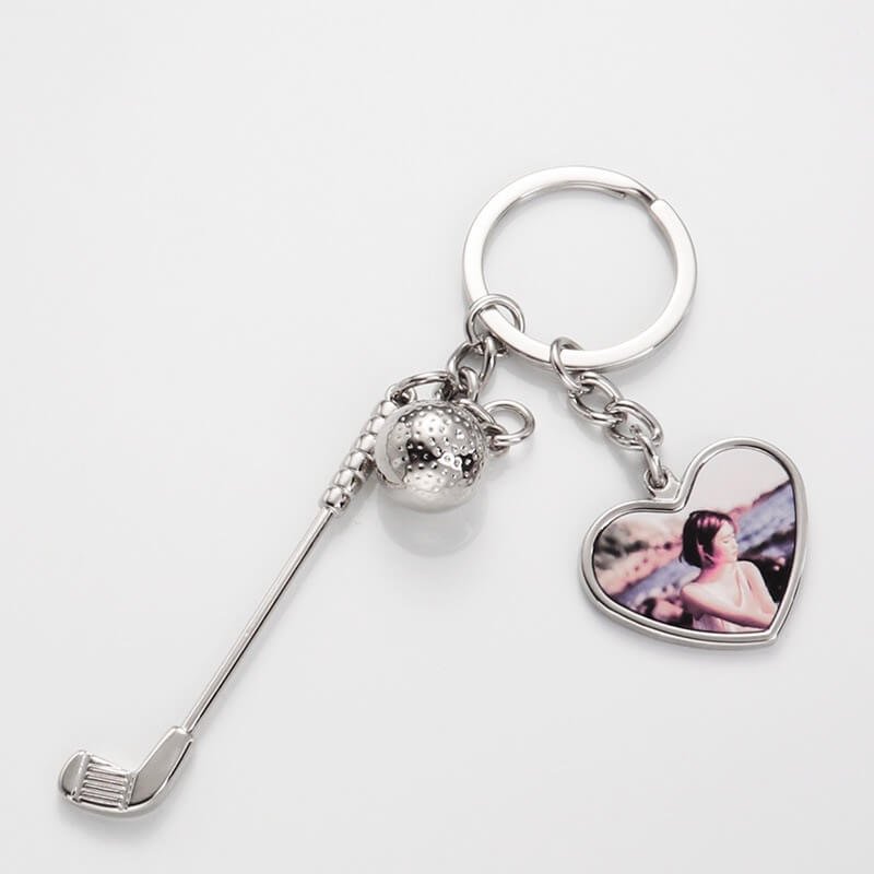 Llavero de metal en forma de corazón miniatura con foto