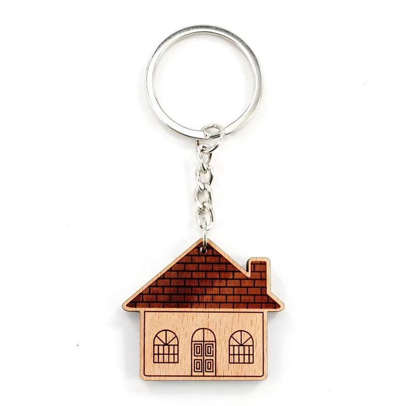 llavero casa madera