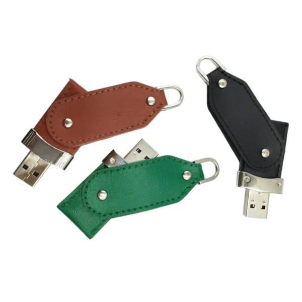 Rivet Leather Case Keychain USB Drive - Image 3