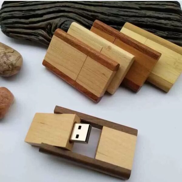 Natural Log Wood Flip USB Drive - Image 4