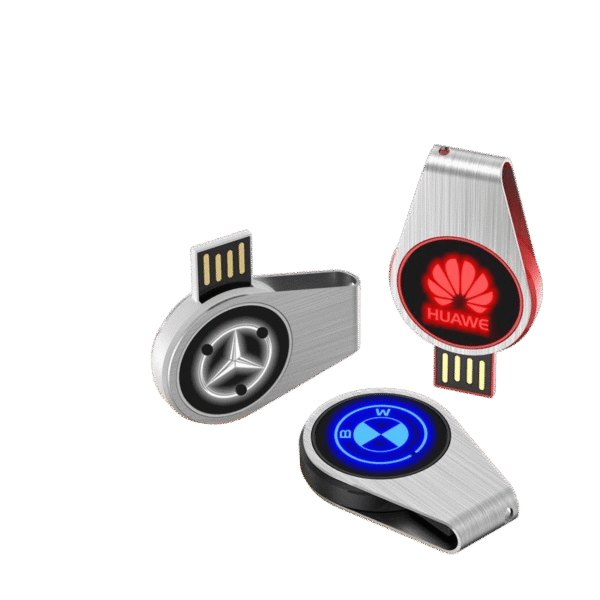 Rotating Black Colloid Light-Up USB Flash Drive