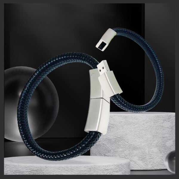 Metal and PU Leather Braided Rope Wristband USB Drive - Image 4