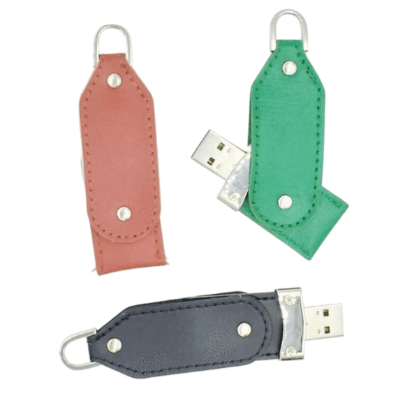Rivet Leather Case Keychain USB Drive - Image 4