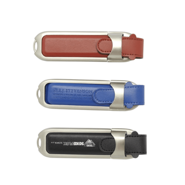 Steel Edge Leather Case USB Flash Drive