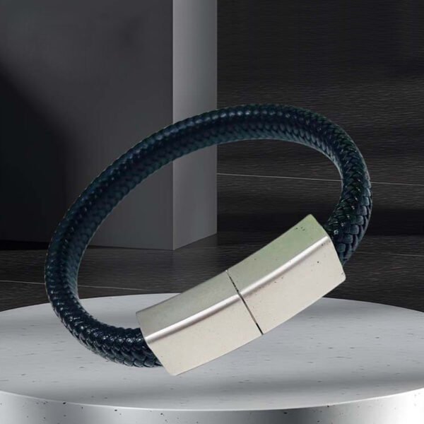 Metal and PU Leather Braided Rope Wristband USB Drive - Image 3