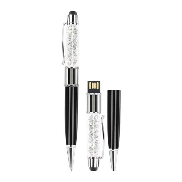 Colored Acrylic Rhinestone Ballpoint Pen USB Flash Drive - Image 3