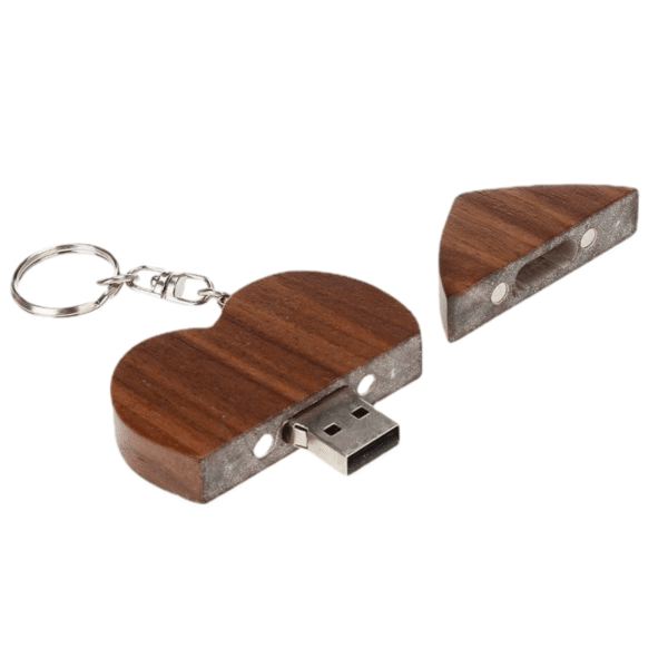 Wooden Heart-shaped USB Flash Drive - Image 3