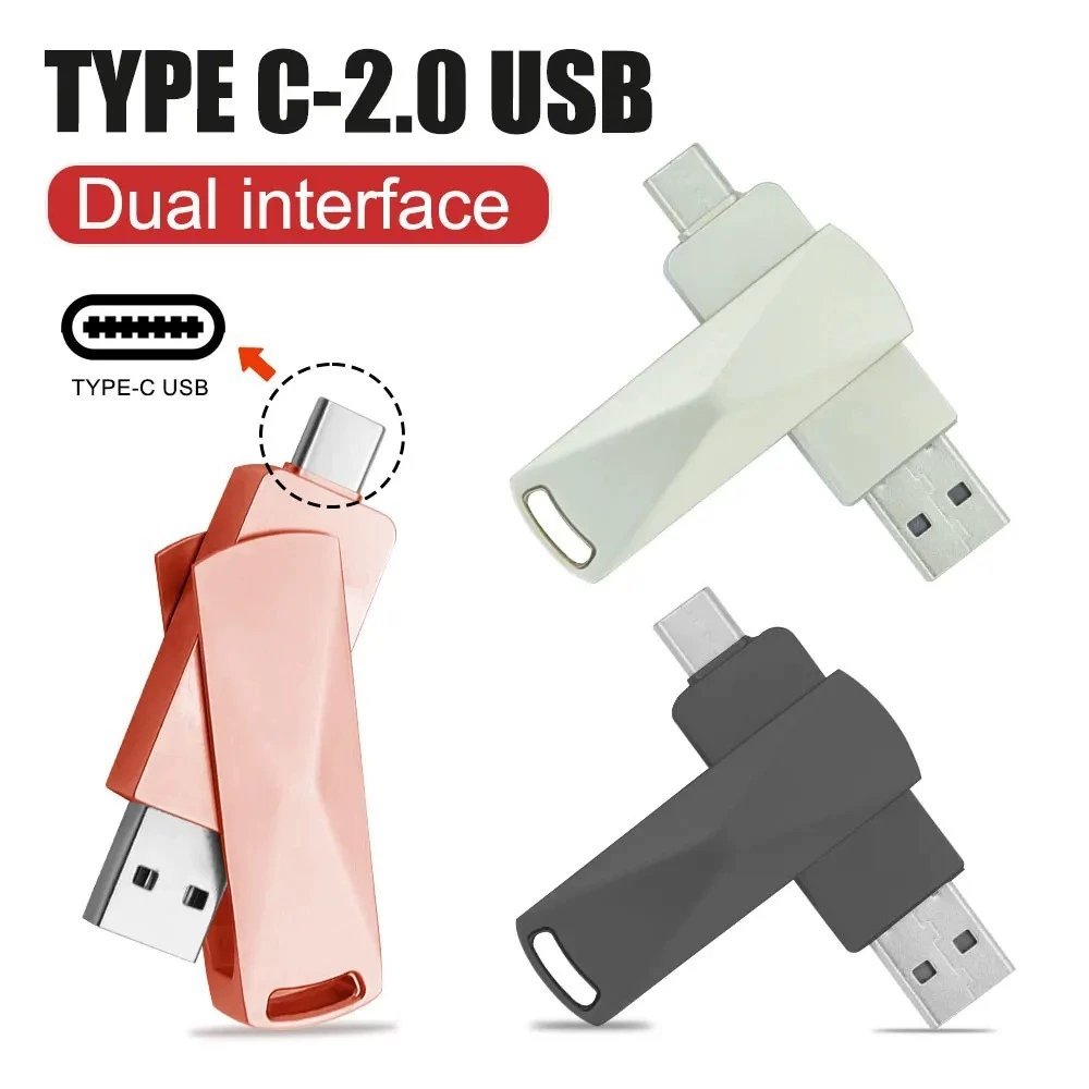 Rotating Metal USB Type C 2.0 Cell Phone USB Flash Drive