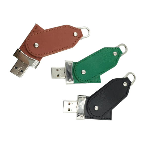 Rivet Leather Case Keychain USB Drive - Image 2