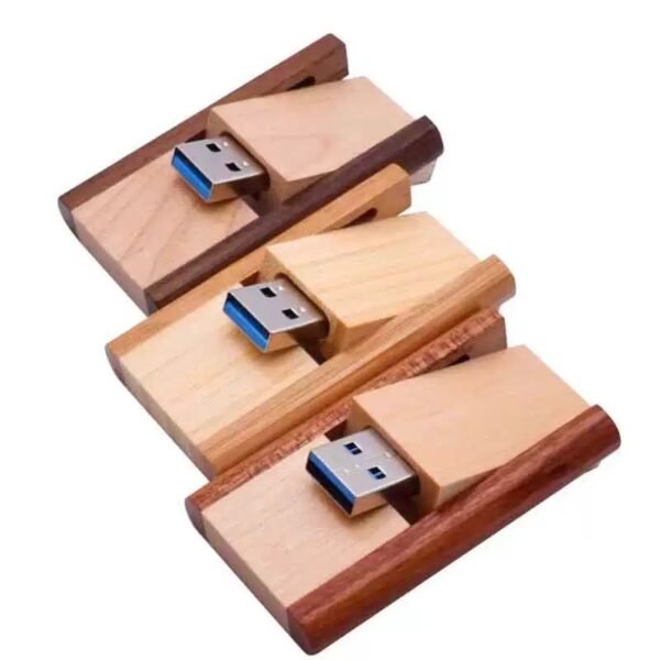 Natural Log Wood Flip USB Drive - Image 2
