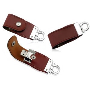 Flip Cover Metal Buckle Leather USB Flash Drive