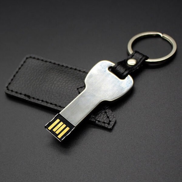 Metal Key USB Flash Drive with Leather Case - Image 4