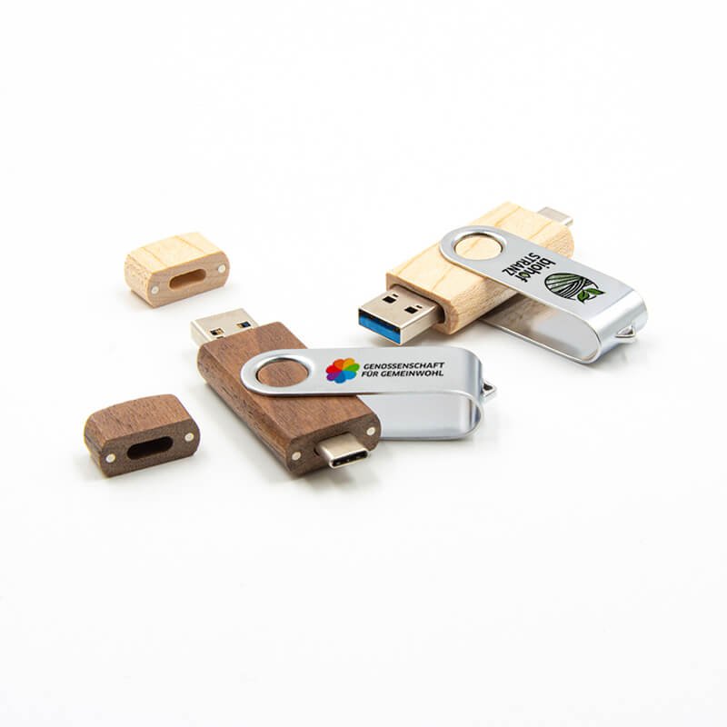 custom usb stick dual wooden twister