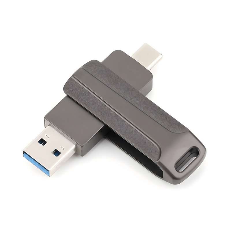 gunmetal-New rotating USB-C USB flash drive for phone
