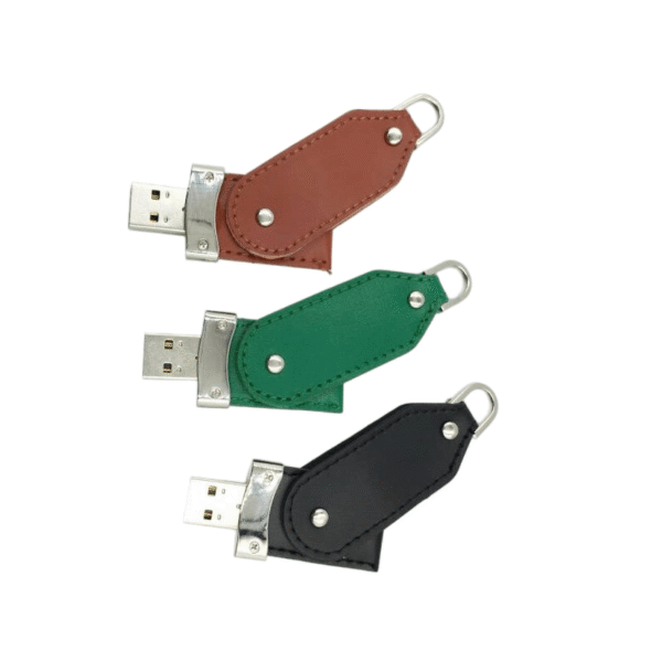 Rivet Leather Case Keychain USB Drive