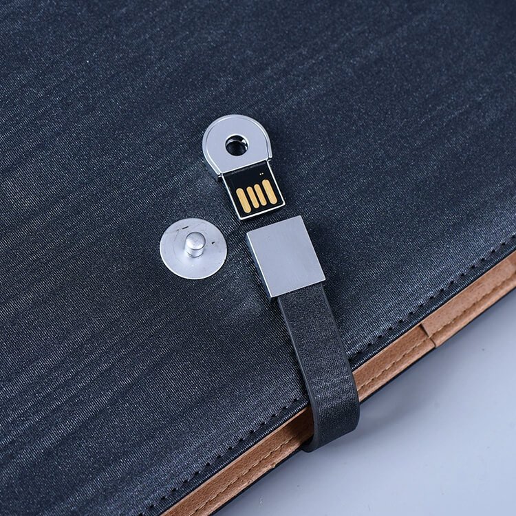 metal usb flash drive in leather cover