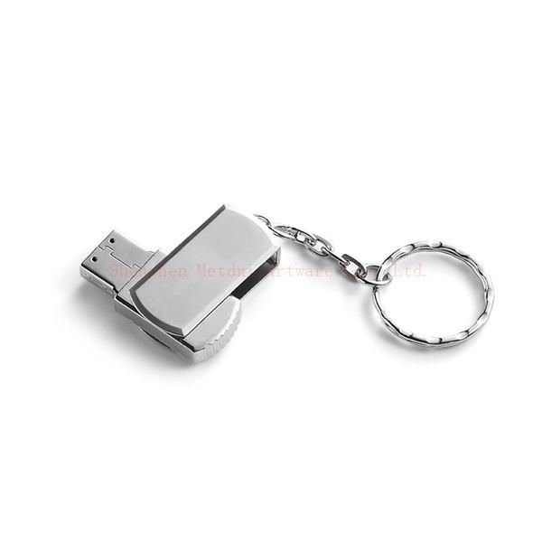 Memoria USB giratoria de metal con llavero - llavero personalizado por encargo