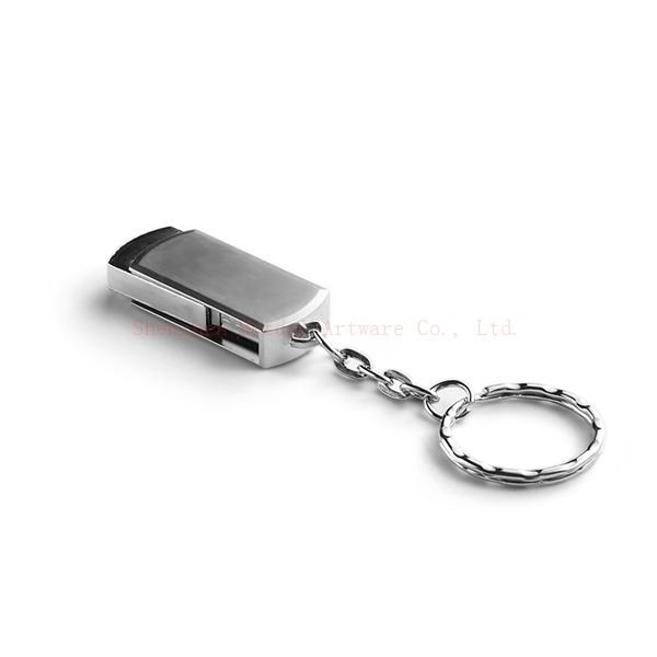 Memoria USB giratoria de metal con llavero - llavero personalizado por encargo