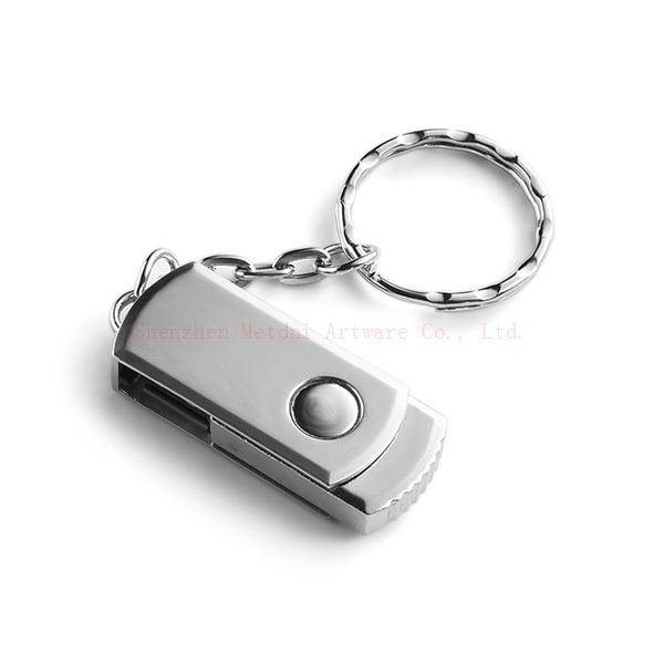 Memoria USB giratoria de metal con llavero - llavero personalizado por encargo