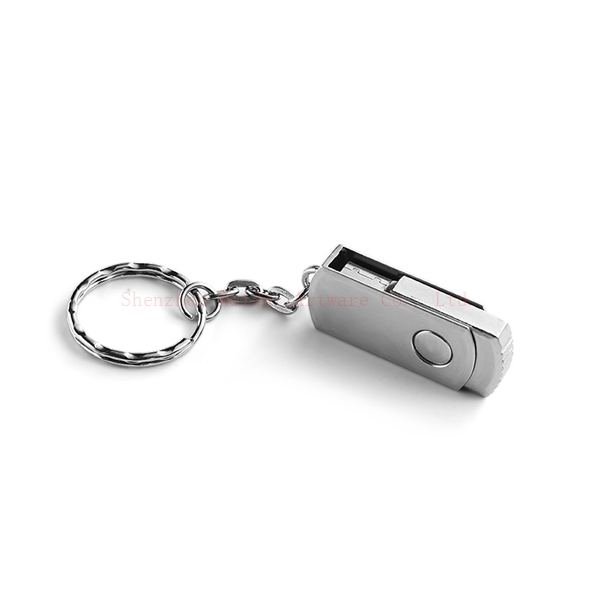 Memoria USB giratoria de metal con llavero - llavero personalizado por encargo