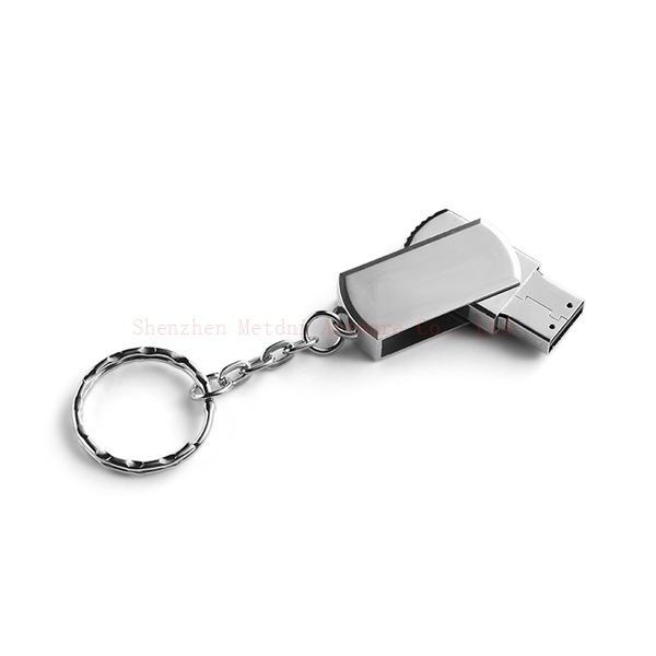 Memoria USB giratoria de metal con llavero - llavero personalizado por encargo