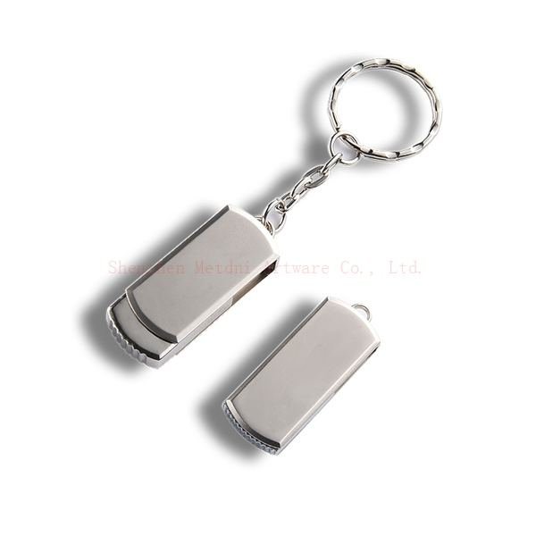 Memoria USB giratoria de metal con llavero - llavero personalizado por encargo