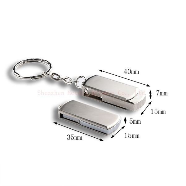 Memoria USB giratoria de metal con llavero - llavero personalizado por encargo