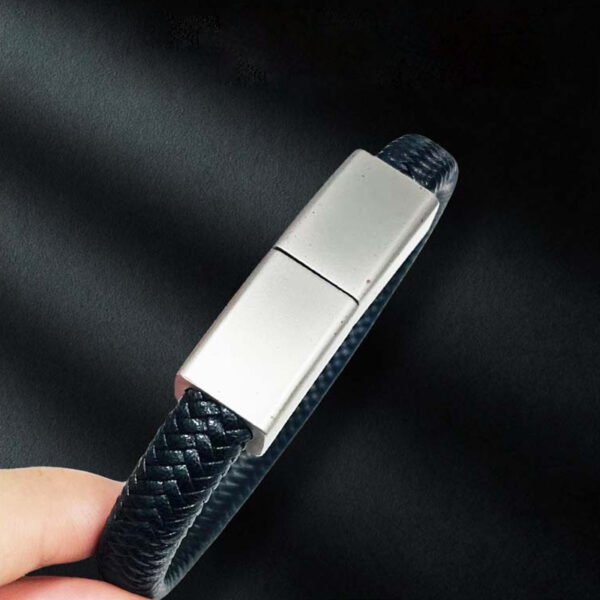 Metal and PU Leather Braided Rope Wristband USB Drive - Image 2